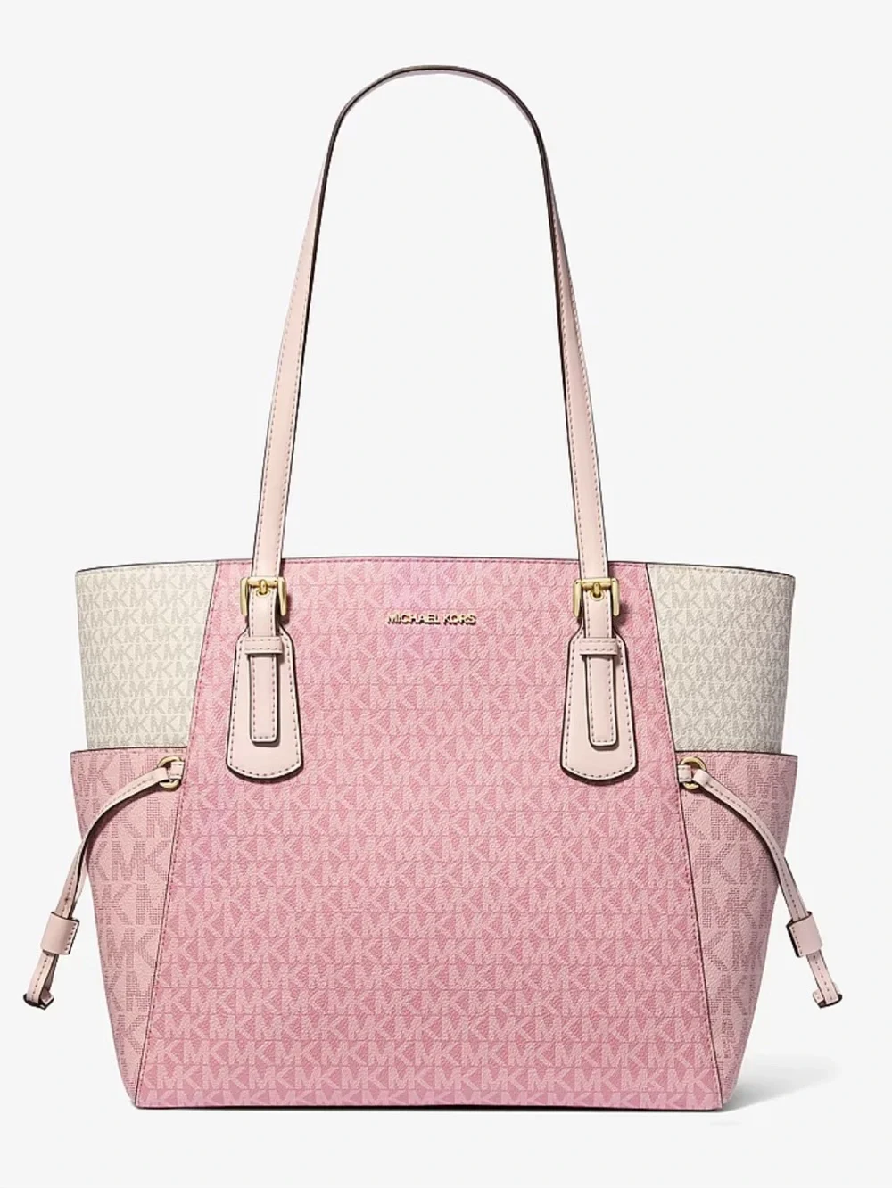 MICHAEL KORS Voyager Large Color-Block Signature Logo Tote Shoulder Bag